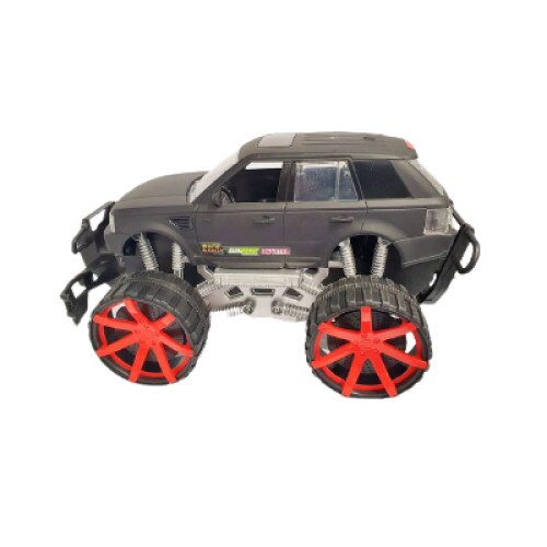 Masina Jeep cu Frictiune si Lumini, Mk toys, MKD910472, plastic, negru cu roti rosii, + 3 ani