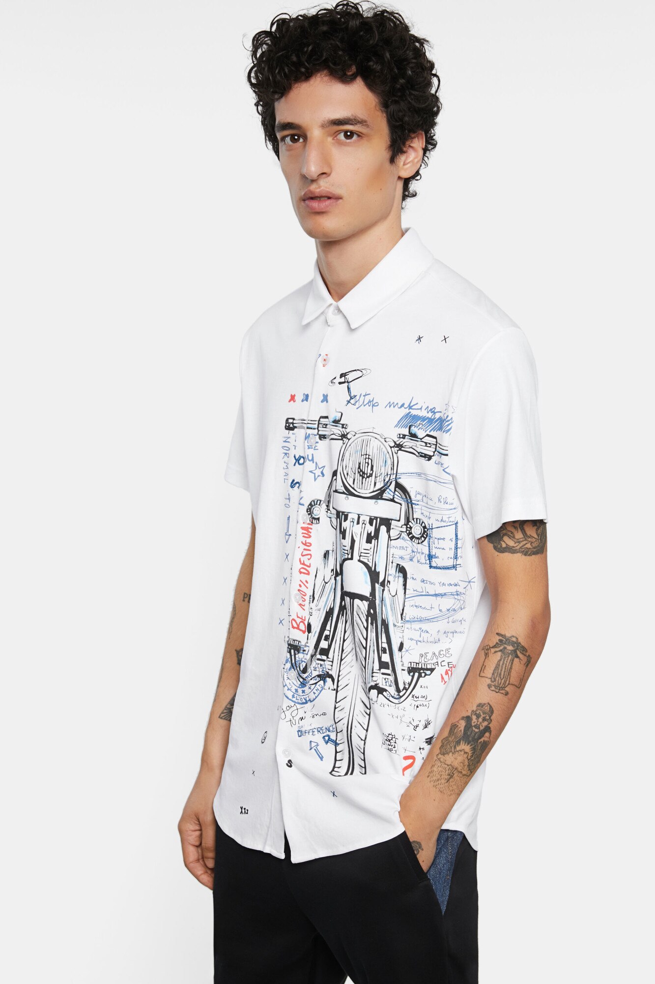 Camasa, Desigual , Regular fit, Maneca scurta