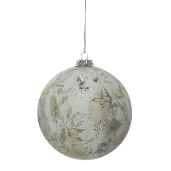 Glob de sticla alb/verde, model Nature, 10 cm