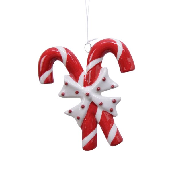 Decoratiune cu agatatoare, bomboane, rosu/alb, 8x9 cm