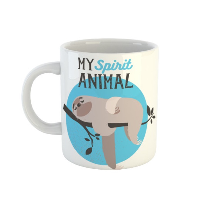 Cana ceramica personalizata cu mesajul My animal spirit, multicolor, 330 ml