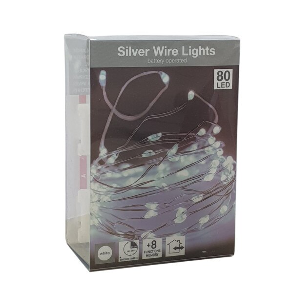 Instalatie 80 LED, fir argintiu