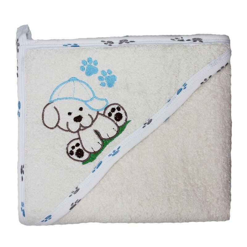 Prosop baie cu gluga, crem cu catel, 80 x 100 cm