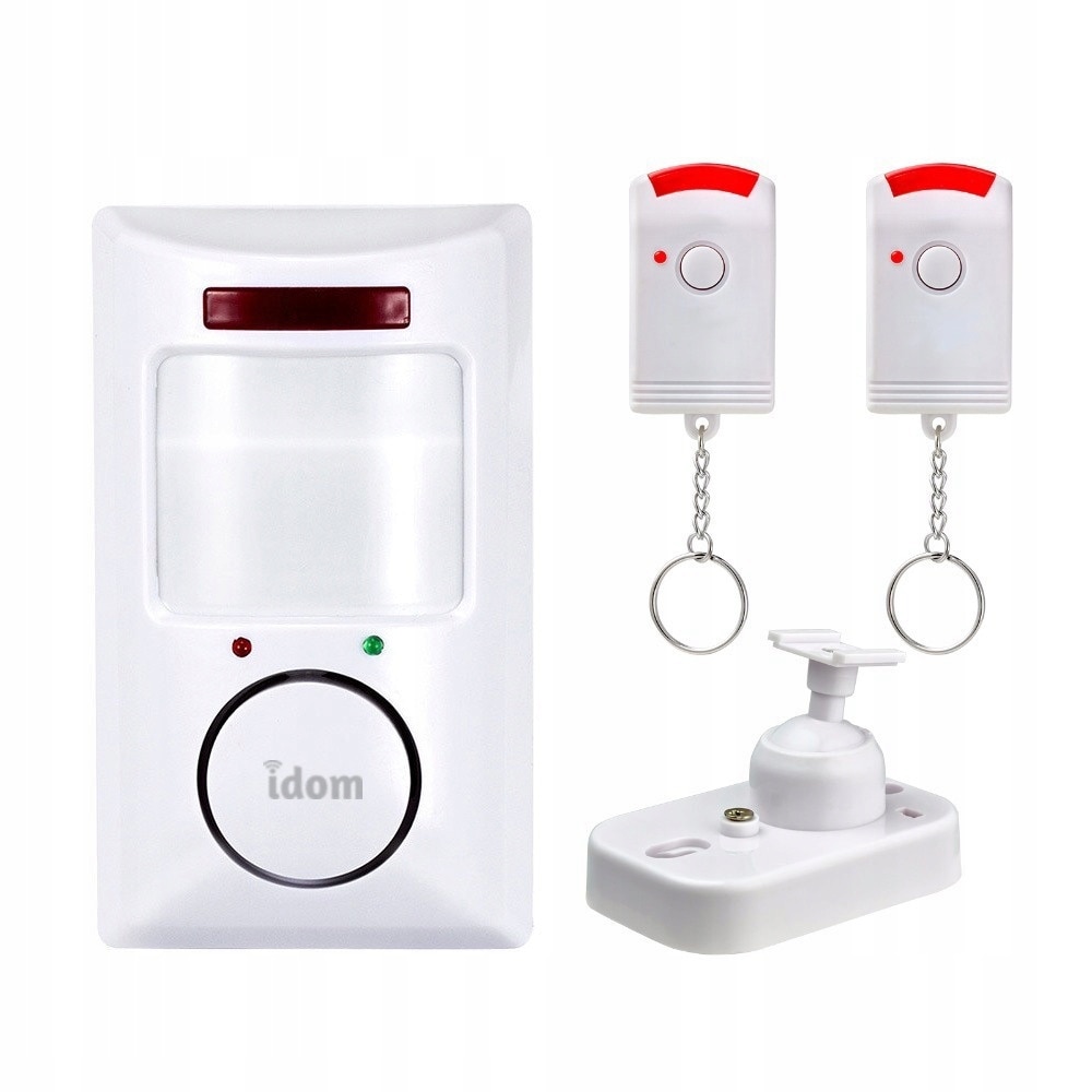 Set Mini Alarma wireless, Idom, 2 telecomenzi, Alb, 4 x 1,5V AA