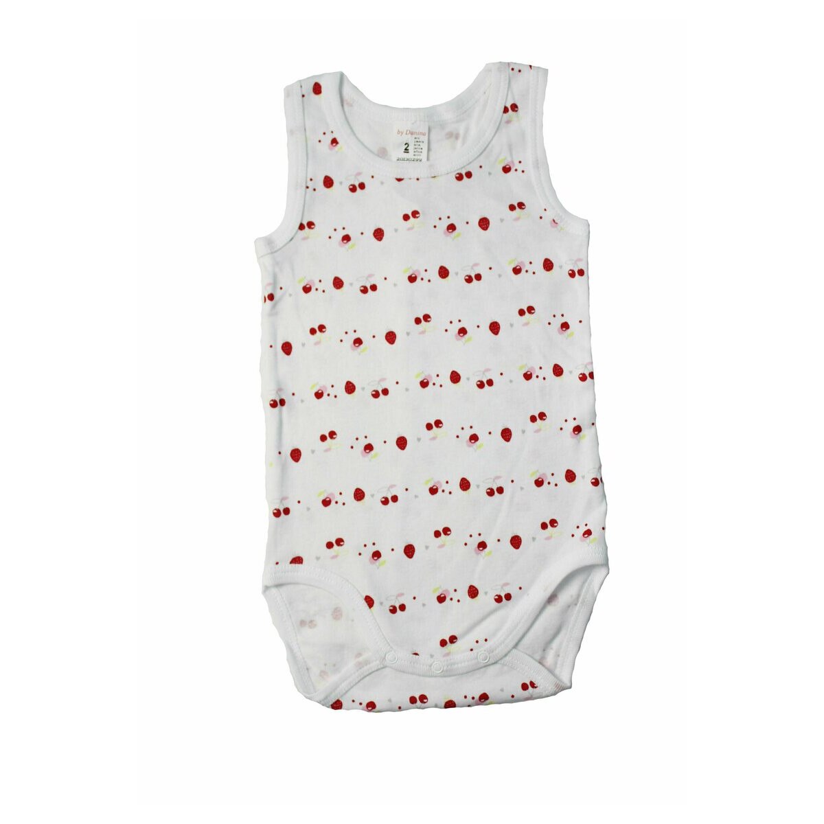 Body maieu, alb cu cirese si capsuni, rosii