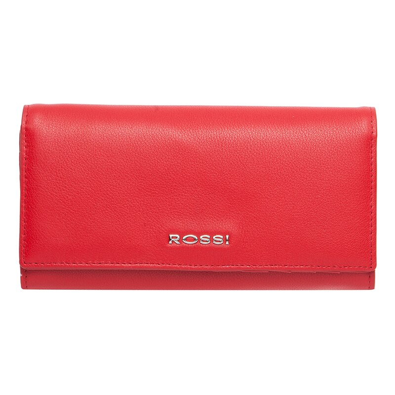 Portofel din piele naturala, Rossi, RSC0233, 18.5 x 9.5 x 3cm, Rosu mat