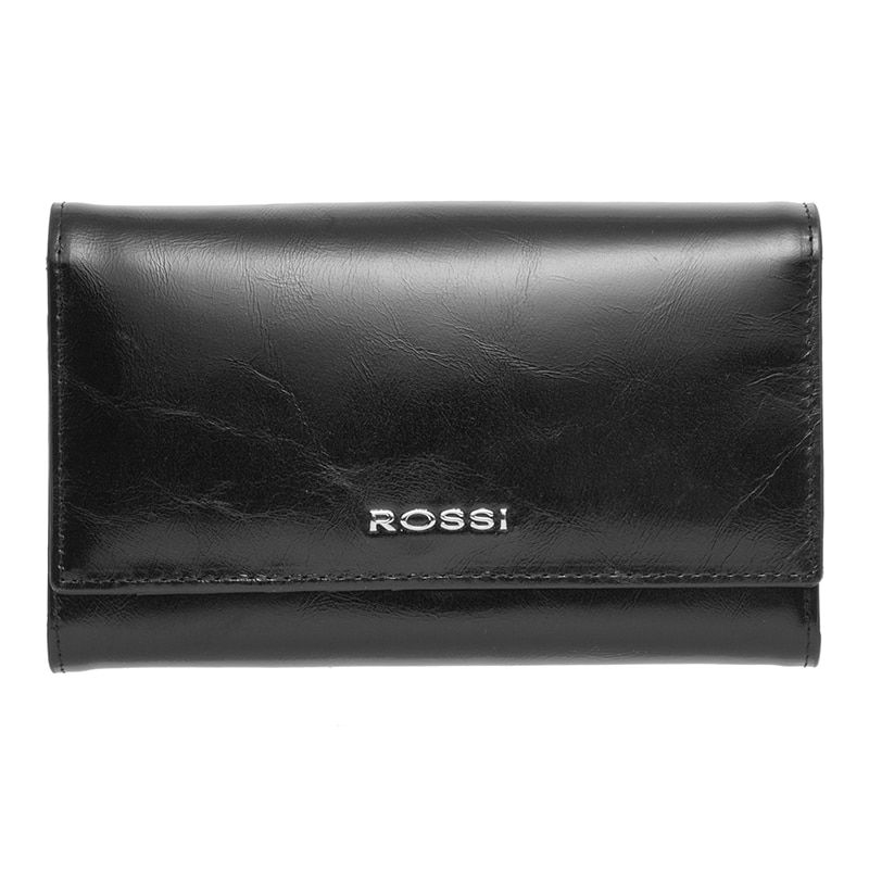 Portofel de piele naturala, Rossi, RSC0335, 18x10,5x4cm, Negru