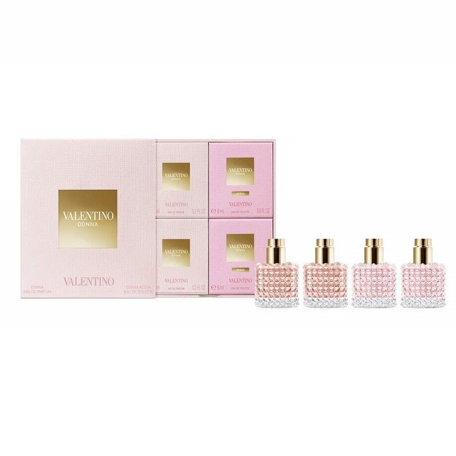 Set cadou Valentino, Apa de parfum Donna 6 ml si Apa de toaleta Donna Acqua 6 ml, 4 bucati