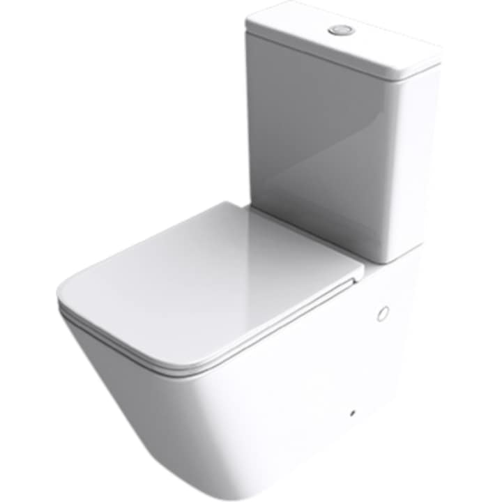 EGO Interiors Ego-S112 WC-csésze keret nélkül, WC-tartállyal, lassú záródású fedéllel, 67x37 cm, fehér