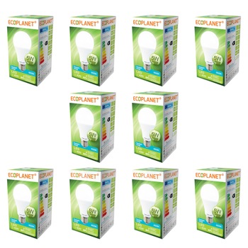 Set 10 buc - Bec LED Ecoplanet, E27, 5W (40W), 450 LM, F, lumina rece 6500K, Mat Set 10 buc - Bec LED Ecoplanet, E27, 5W (40W), 450 LM, F, lumina rece 6500K, Mat