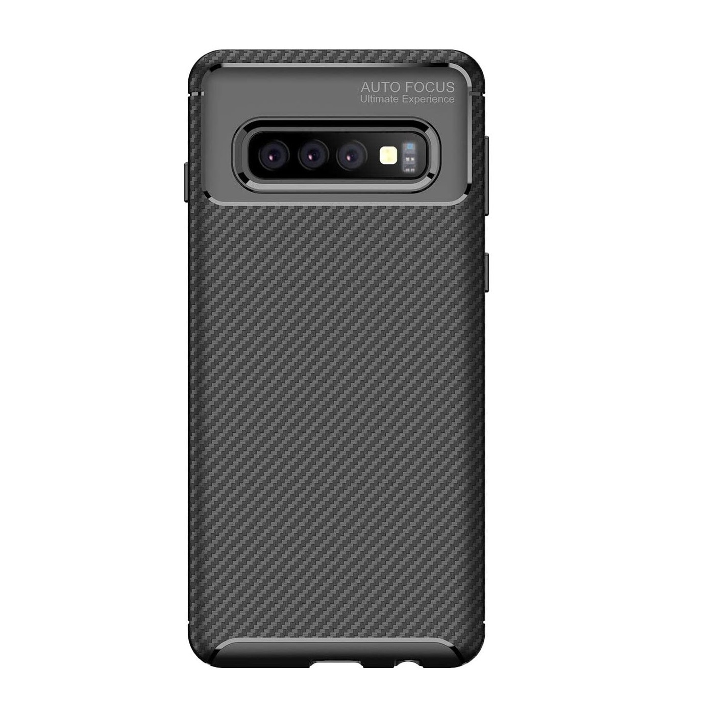 Husa antisoc compatibila cu Samsung Galaxy S10 Plus, stil carbon, ultra slim, Negru, fashion look