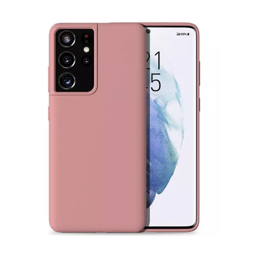 Husa din silicon ultra-slim MATA cu microfibra pe interior, compatibila cu Samsung Galaxy S21 Ultra / S21 Ultra 5G ( Roz - Pudra )