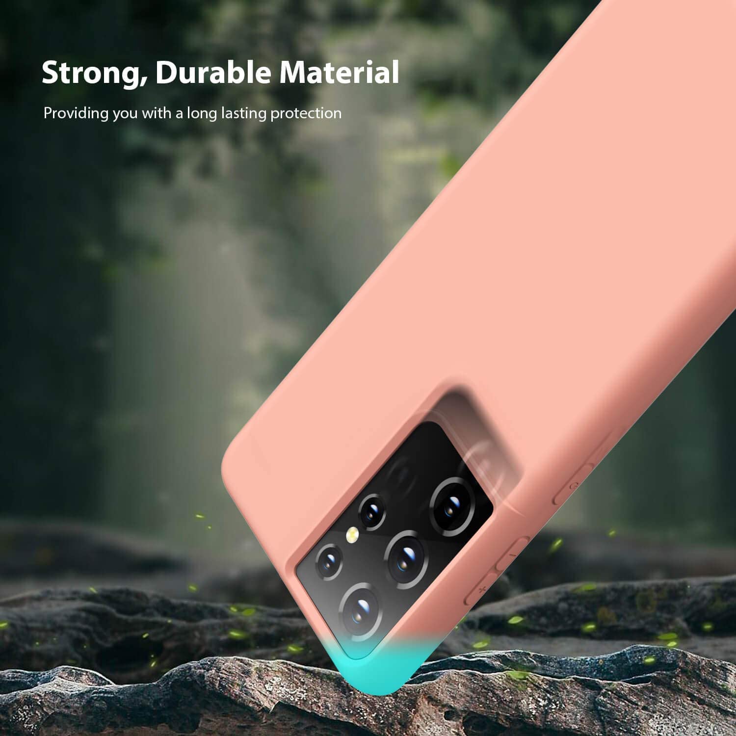 Husa din silicon ultra-slim MATA cu microfibra pe interior, compatibila cu Samsung Galaxy S21 Ultra / S21 Ultra 5G ( Roz - Pudra )