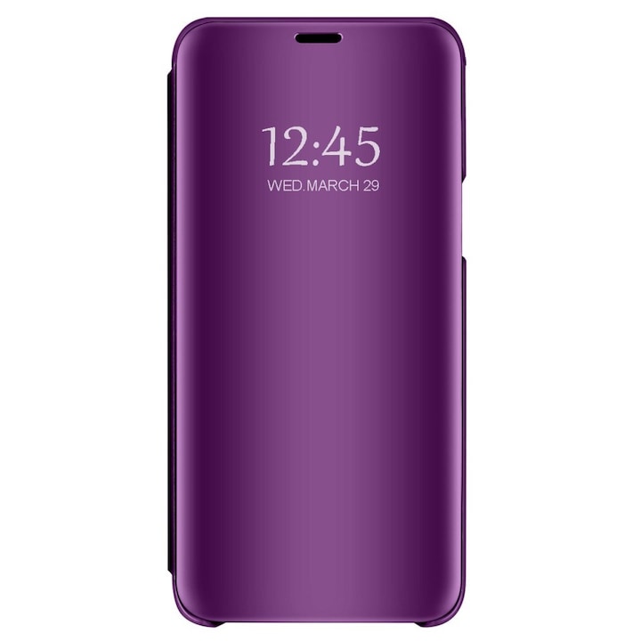 PlanetPhone védőtok, Samsung Galaxy A52s készülékkel kompatibilis, Flip Cover, Clear View, tükör, állvány, lila