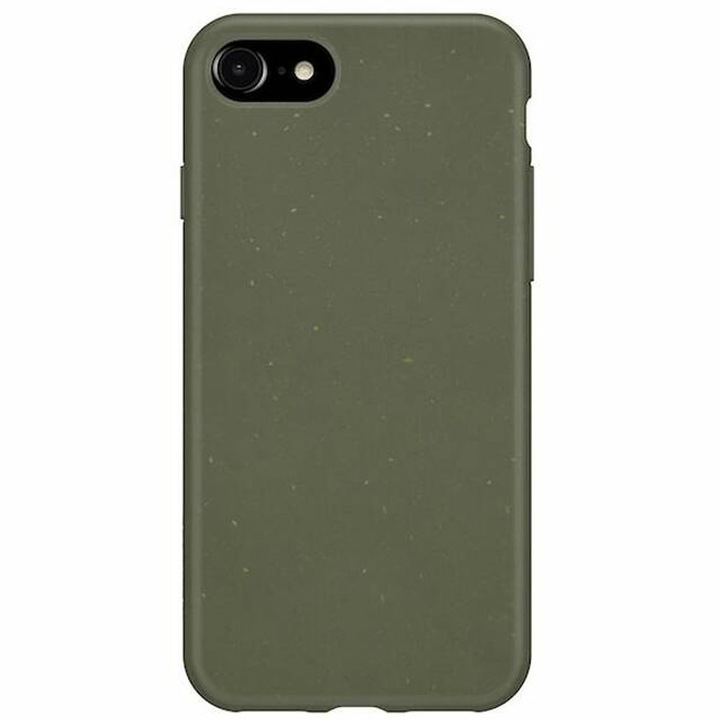 Bio SILKASE tok iPhone 7/8-hoz, biológiailag lebomló, sötétzöld színű, gumírozott műanyag