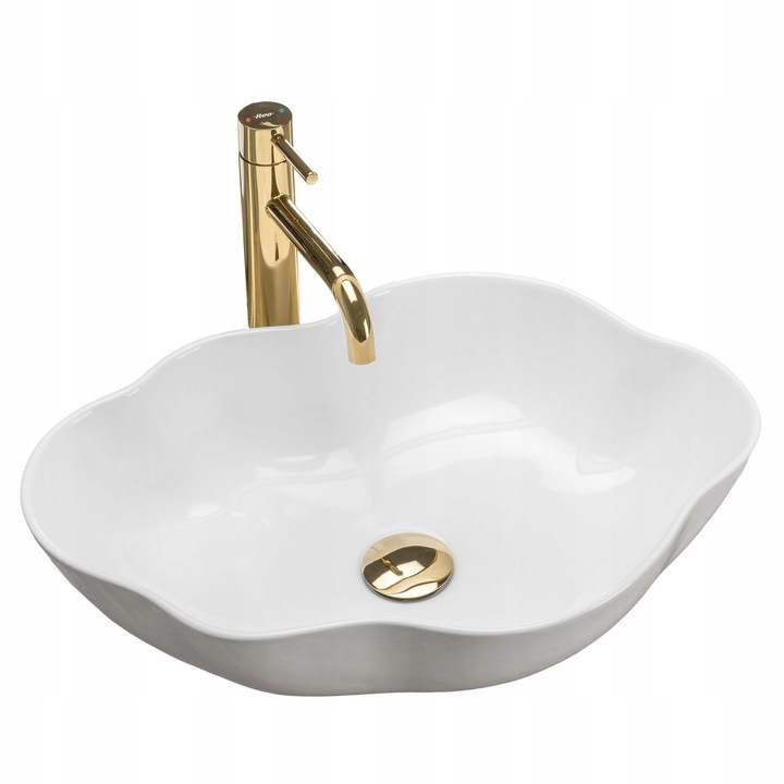 Lavoar, pentru blat Rea Pearl White, Alb, 390x390 mm