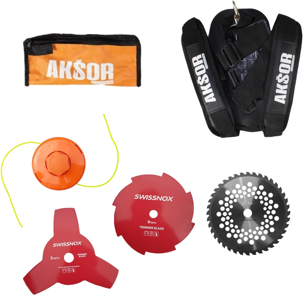 Motocoasa pe benzina AKSOR A5500, 5.5 CP, 6500 rpm, 415 mm, 4 sisteme ...