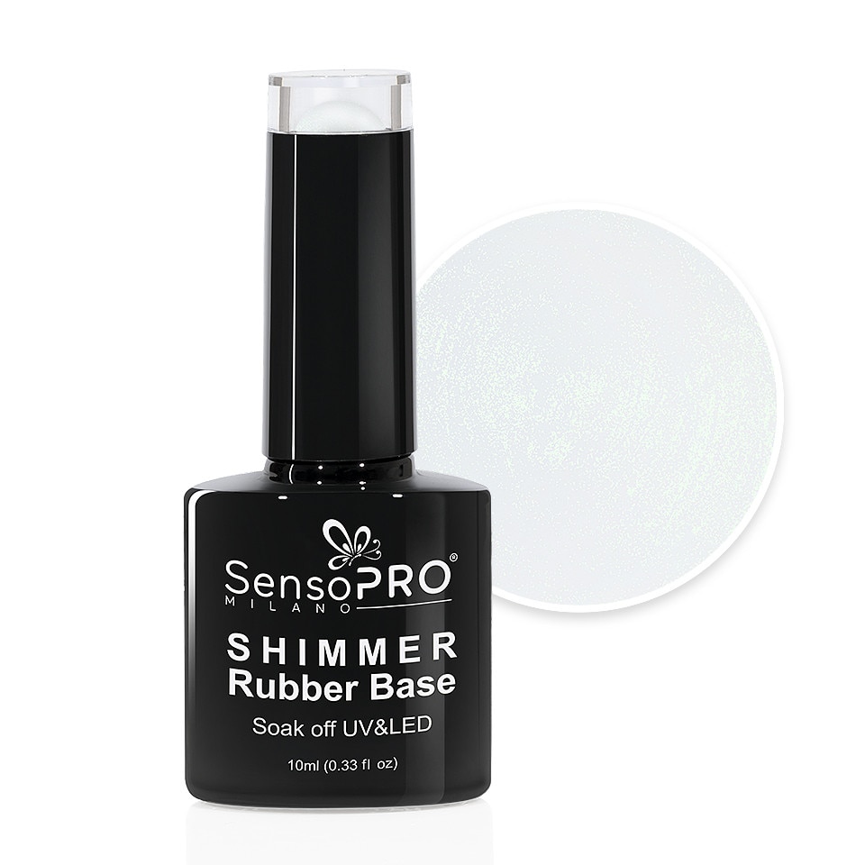 Oja Shimmer Rubber Base SensoPRO Milano - #03 Milky White Shimmer Green, 10ml