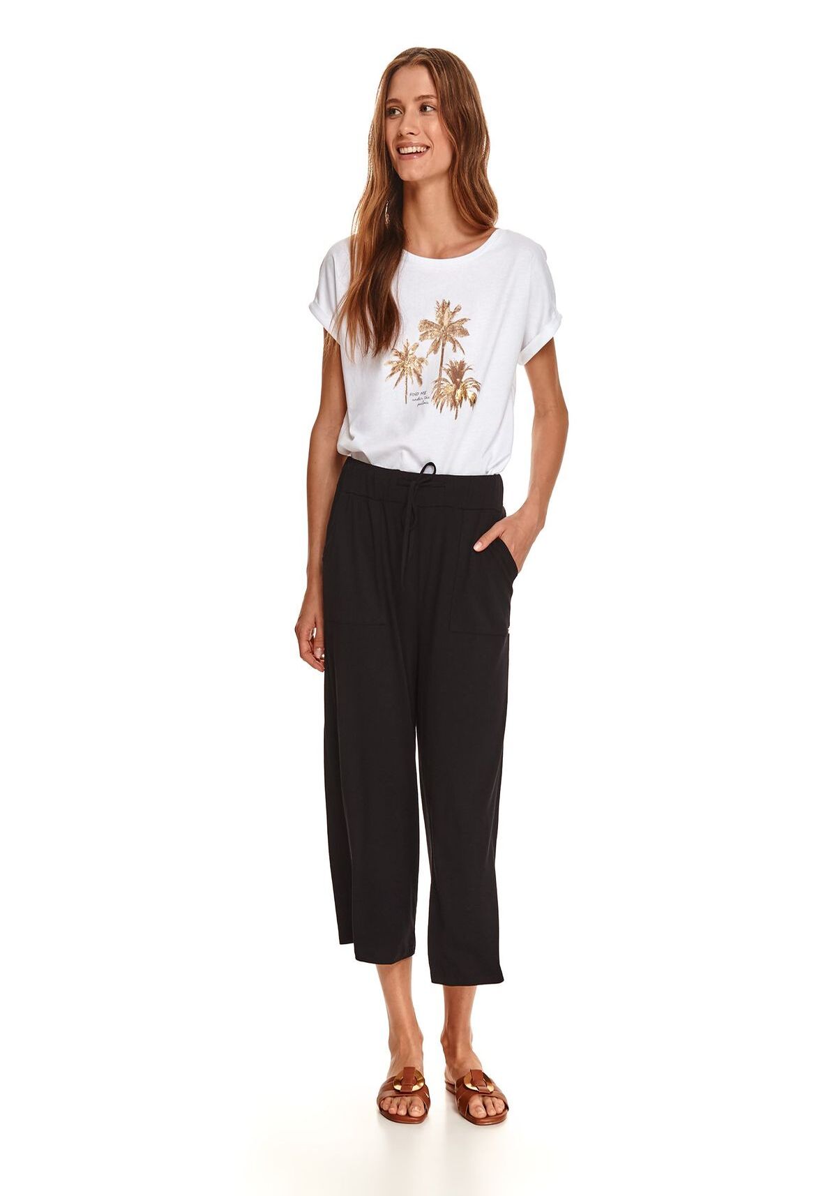 Pantaloni 3/4 femei, TOP SECRET, SSP3830, Negru