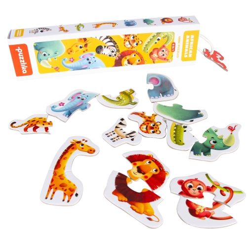 Puzzle Imaginarium African Animals Mini Puzzles cu 16 piese pentru a forma 8 animale salbatice din Africa, + 2 ani