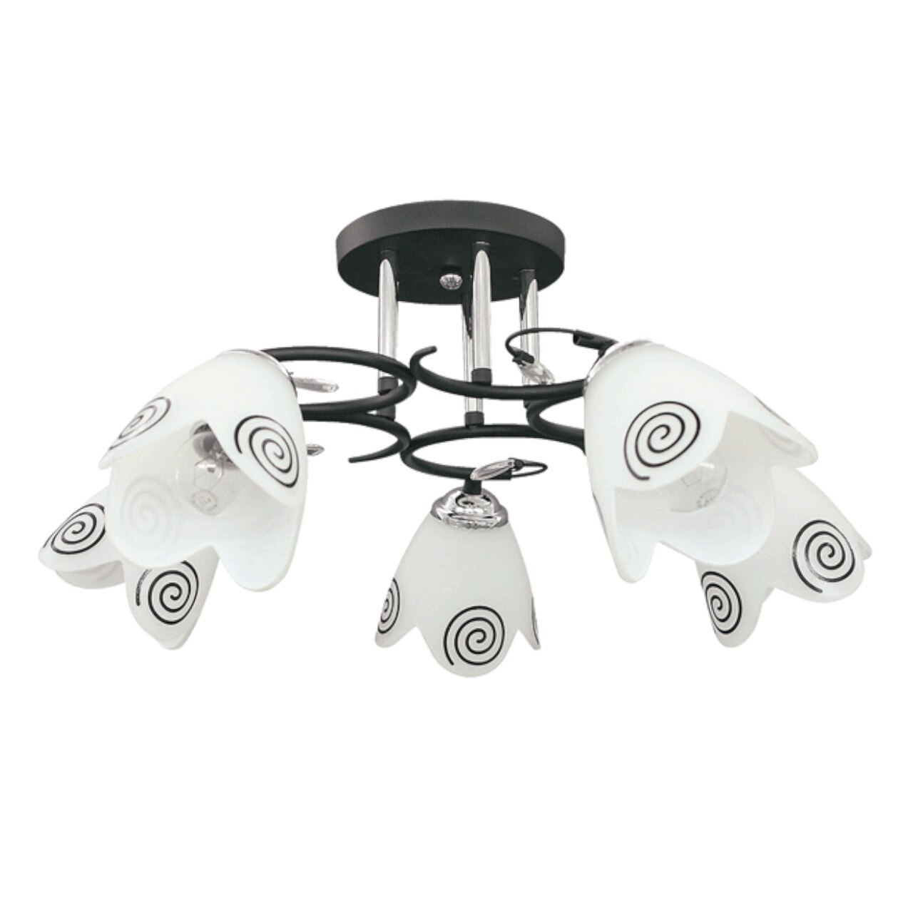 Lustra Interior Erste Athena 5x60W Max E27 EL0038050 Culoare Negru Crom si Alb