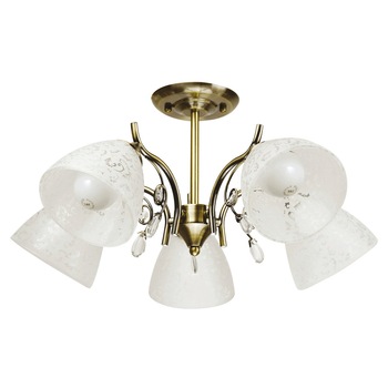 Lustra Interior Erste Lycyan 5x60W Max E27 EL0034056 Culoare Alama si Alb Lustra Interior Erste Lycyan 5x60W Max E27 EL0034056 Culoare Alama si Alb