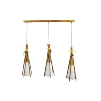 Lustra indiana, liniara, 3 corpuri, lemn, E27, 3x60W, YI-8328/3H.L, Braytron Lustra indiana, liniara, 3 corpuri, lemn, E27, 3x60W, YI-8328/3H.L, Braytron