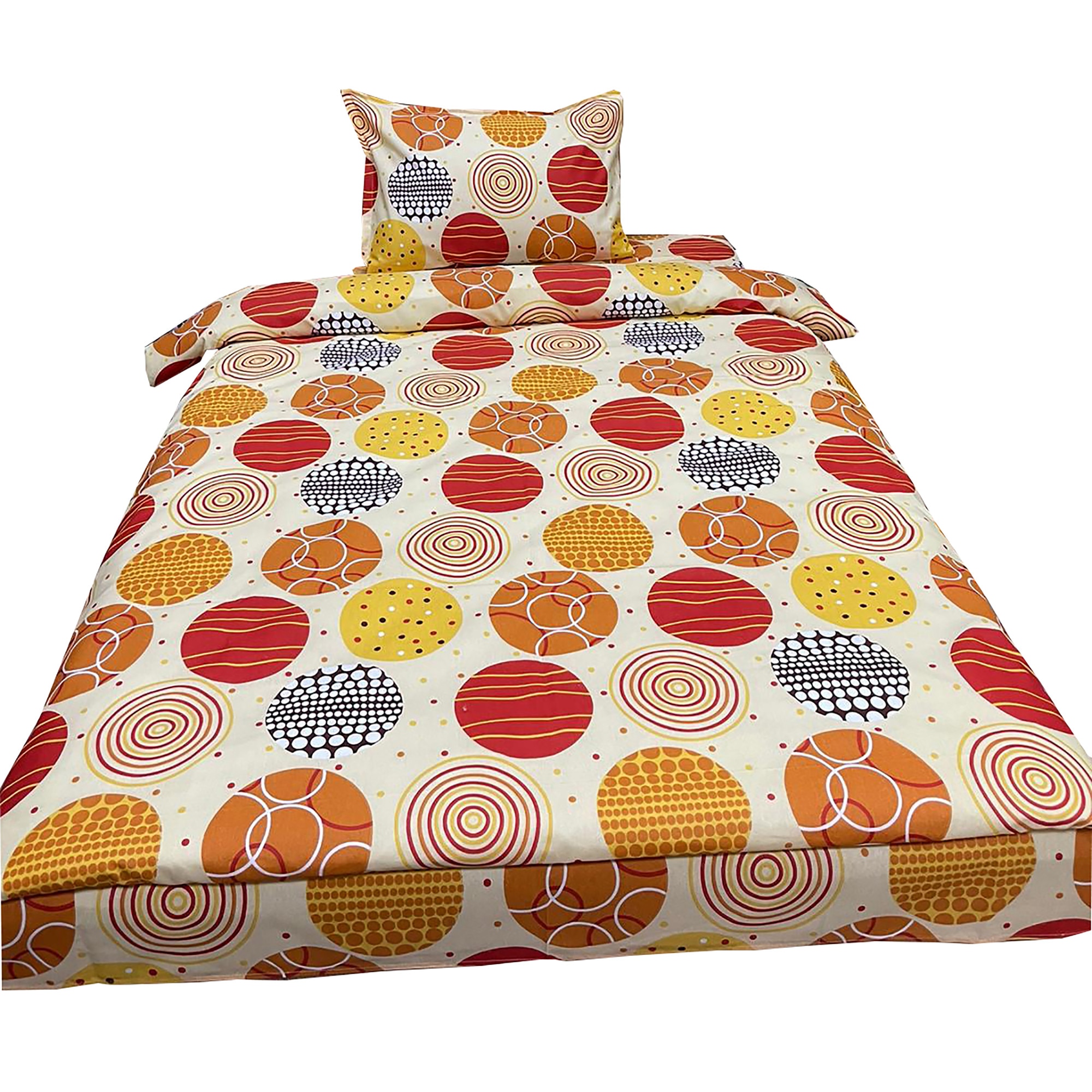 Lenjerie pat single, orange/galbena, pentru saltea de 90cm, 