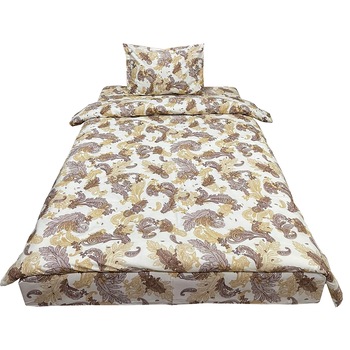 Lenjerie pat single, bej/maro, pentru saltea de 90cm,  Lenjerie pat single, bej/maro, pentru saltea de 90cm,