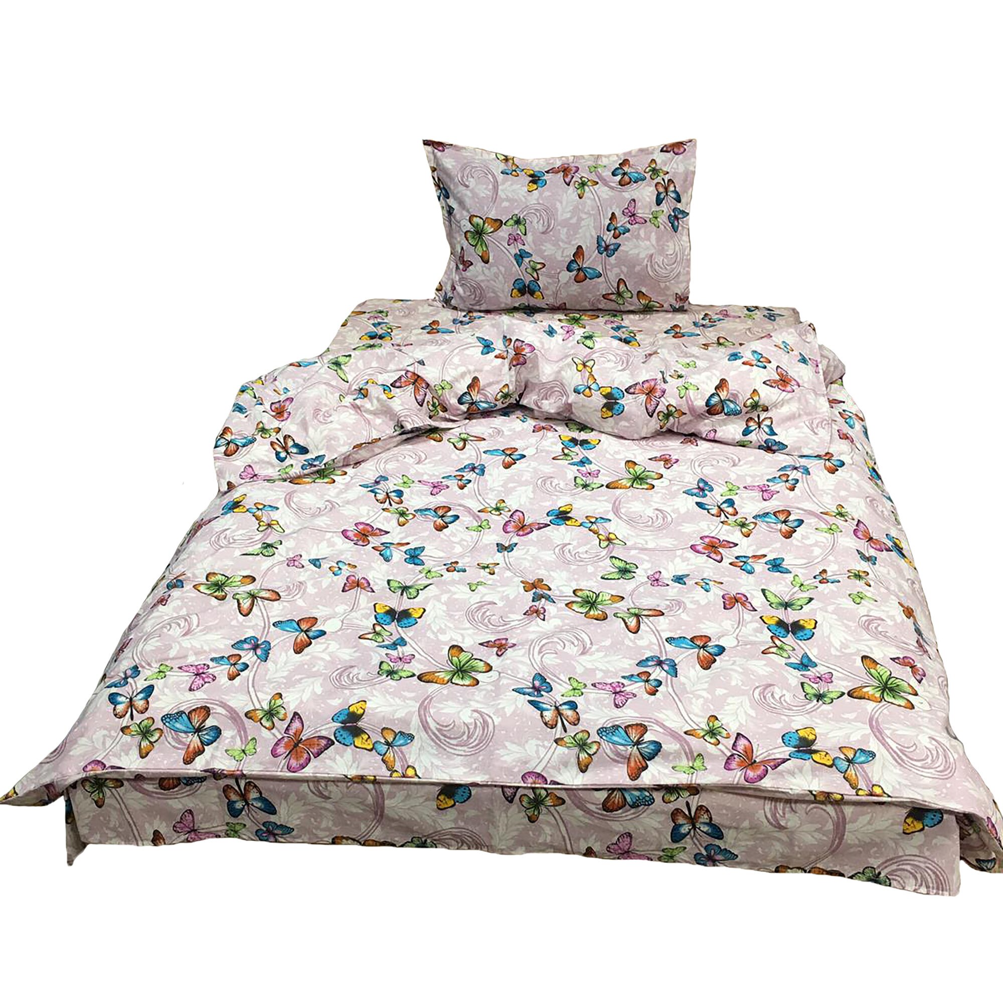 Lenjerie pat single, roz, pentru saltea de 90cm, 