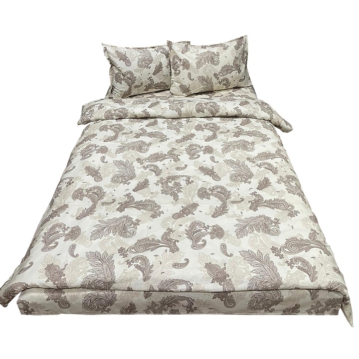 Единично спално бельо, слонова кост/бежово, за матрак 90см, "Стилизирани листа" 100% памук от Liz Line - LS168
