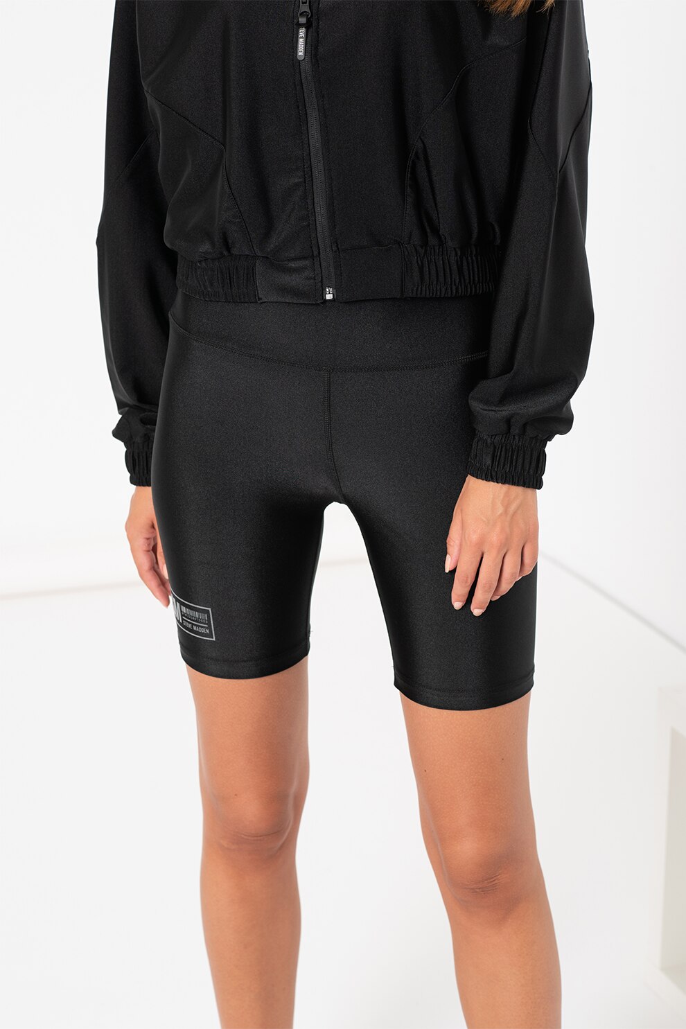 Steve Madden, Colanti scurti biker cu talie inalta Ibike, Negru