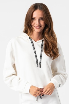 Steve Madden, Hanorac crop cu maneci cazute Ikaren, Alb/Negru Steve Madden, Hanorac crop cu maneci cazute Ikaren, Alb/Negru