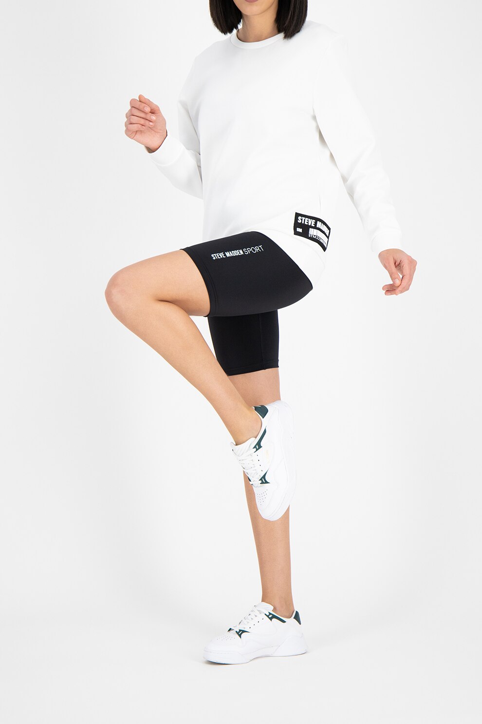 Steve Madden, Pantaloni scurti cu detaliu logo, Negru