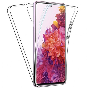 Husa protectie pentru Samsung Galaxy A12 5G PC & Glass -360° (fata si spate), transparenta Husa protectie pentru Samsung Galaxy A12 5G PC & Glass -360° (fata si spate), transparenta