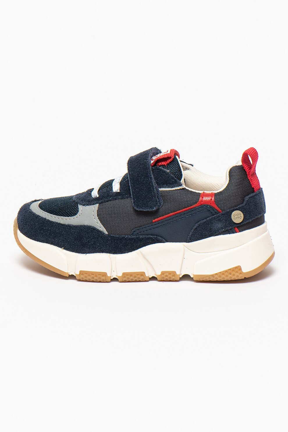 Gioseppo, Pantofi sport de piele si material textil cu velcro Lakeland, Bleumarin/Rosu, 30 EU