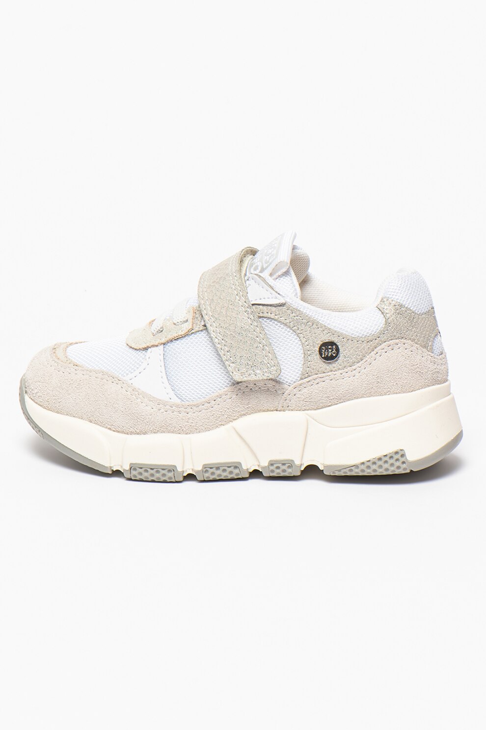 Gioseppo, Pantofi sport de piele si material textil cu velcro Vacha, Alb/Gri deschis