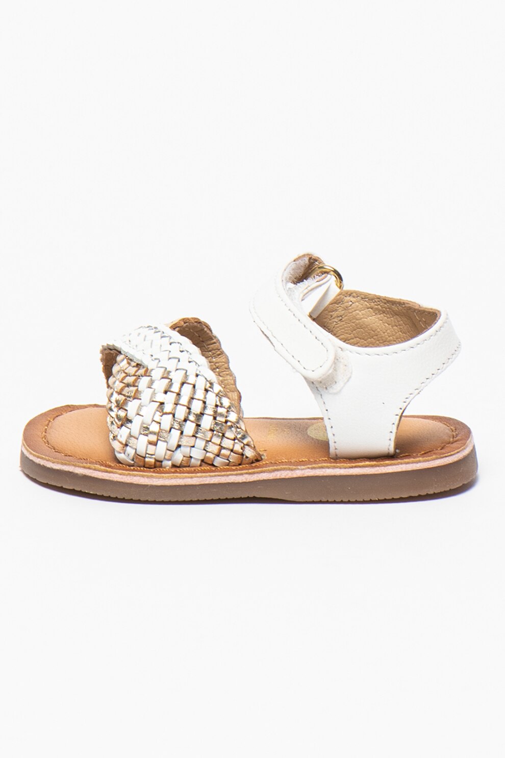 Gioseppo, Sandale de piele cu velcro Devanlay, Alb/Auriu/Argintiu