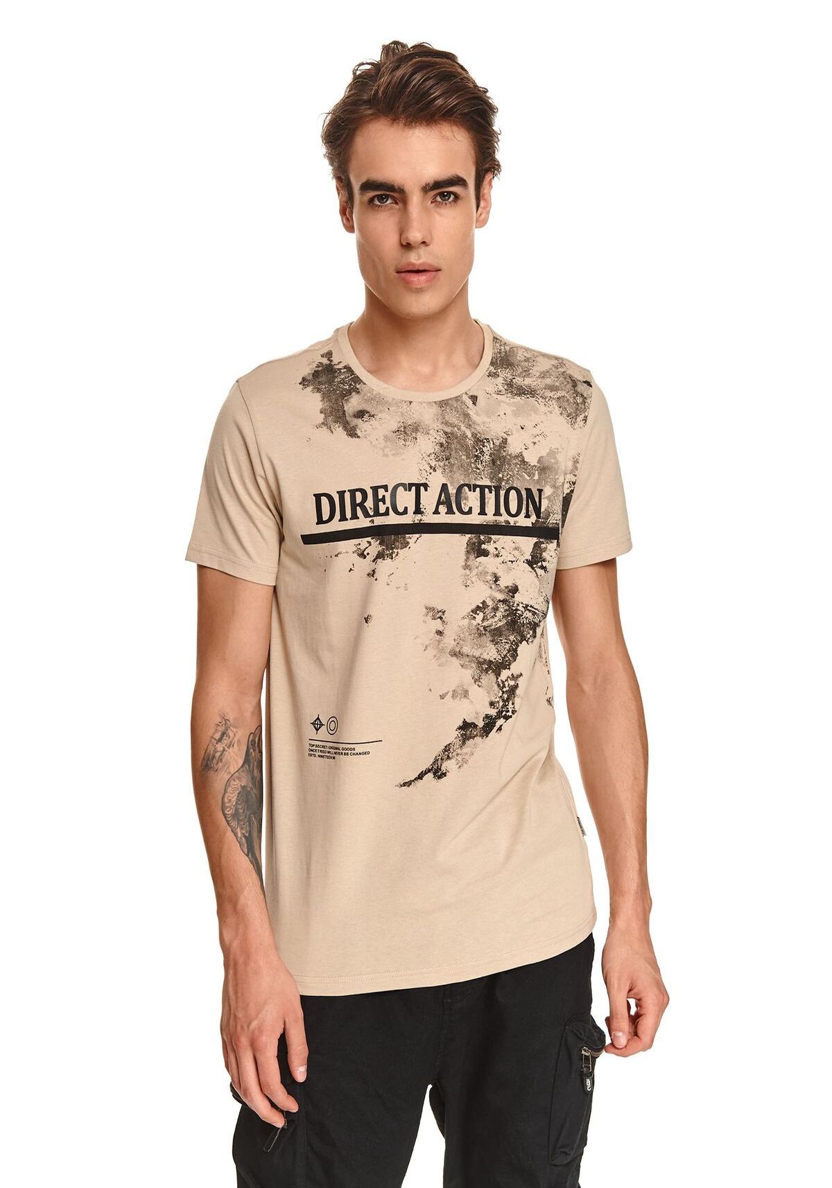 Tricou barbati, TOP SECRET, SPO5281, Bej
