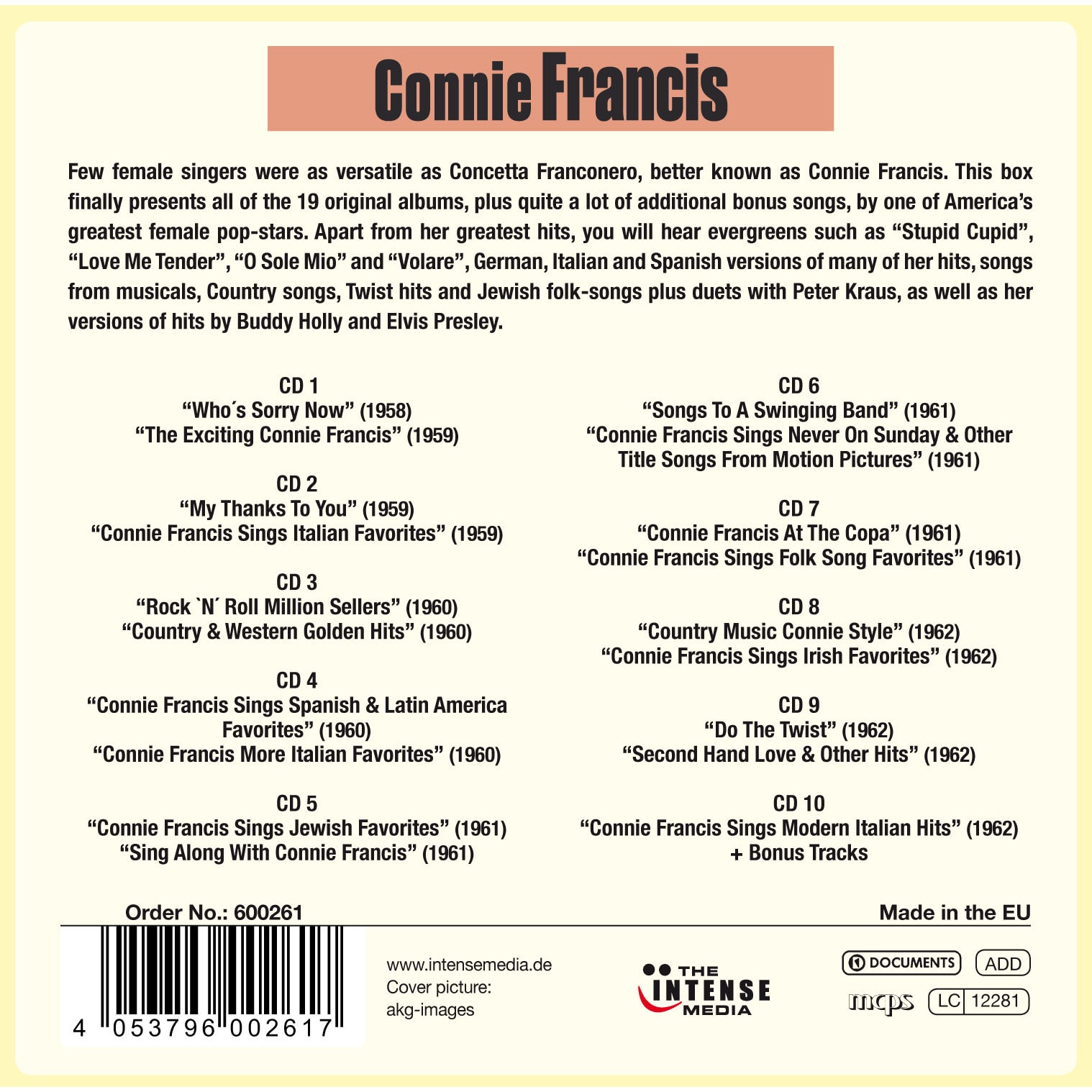 Connie Francis - 19 Original Albums And Bonus Tracks (10CD) - EMAG.ro