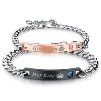 Set bratari cuplu din zirconiu cu piatra semi pretioasa Set bratari cuplu din zirconiu cu piatra semi pretioasa