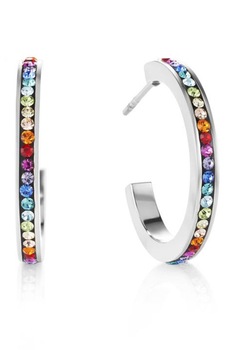 COEUR DE LION, Cercei din otel inoxidabil decorati cu cristale, Argintiu/Multicolor COEUR DE LION, Cercei din otel inoxidabil decorati cu cristale, Argintiu/Multicolor