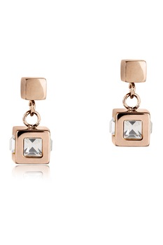 COEUR DE LION, Cercei drop cu tija si zirconia, Auriu rose COEUR DE LION, Cercei drop cu tija si zirconia, Auriu rose