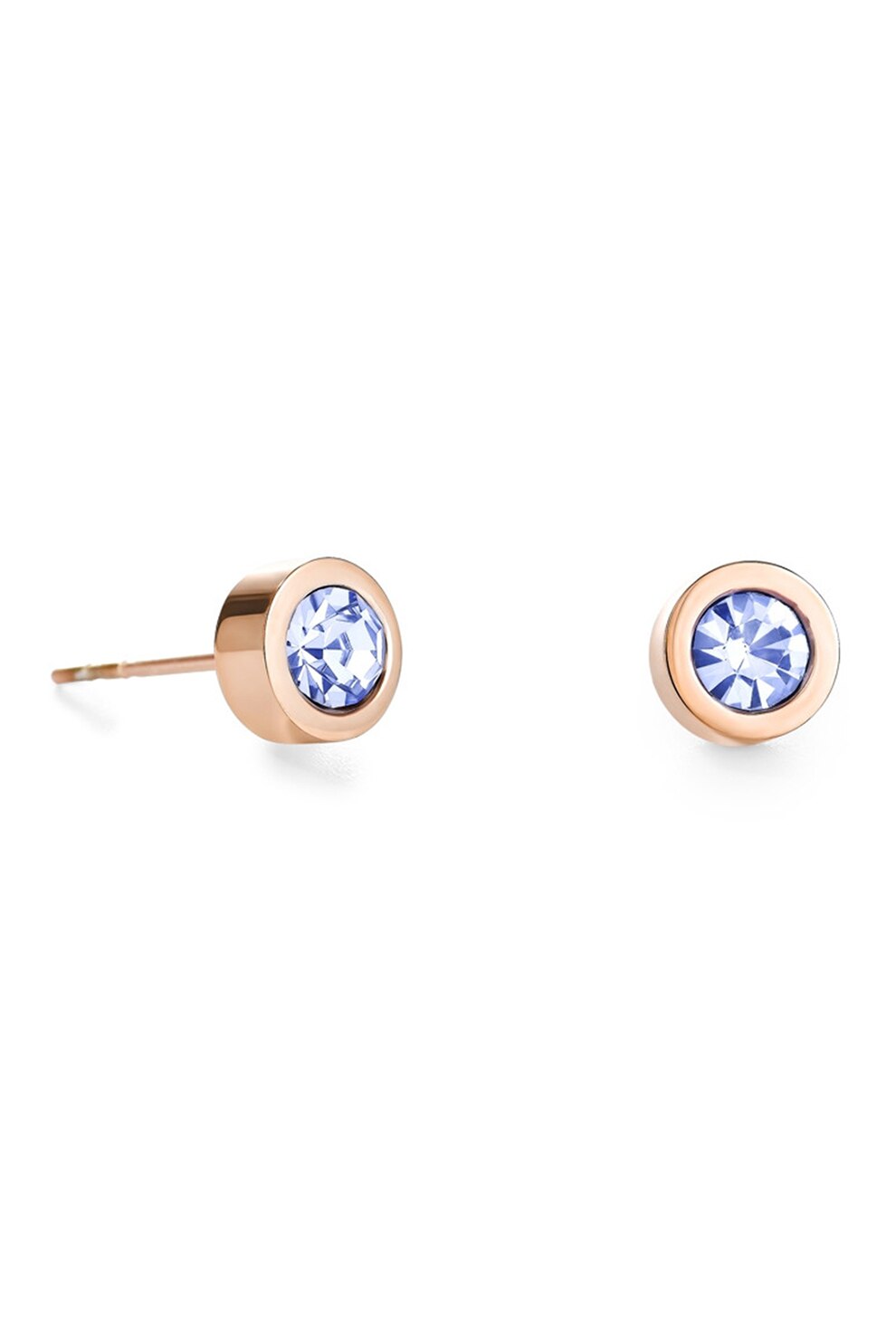 COEUR DE LION, Cercei cu tija si zirconia, Auriu rose/Albastru