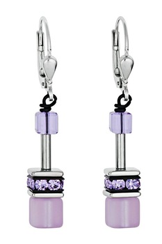 COEUR DE LION, Cercei drop decorati cu cristale, Argintiu COEUR DE LION, Cercei drop decorati cu cristale, Argintiu