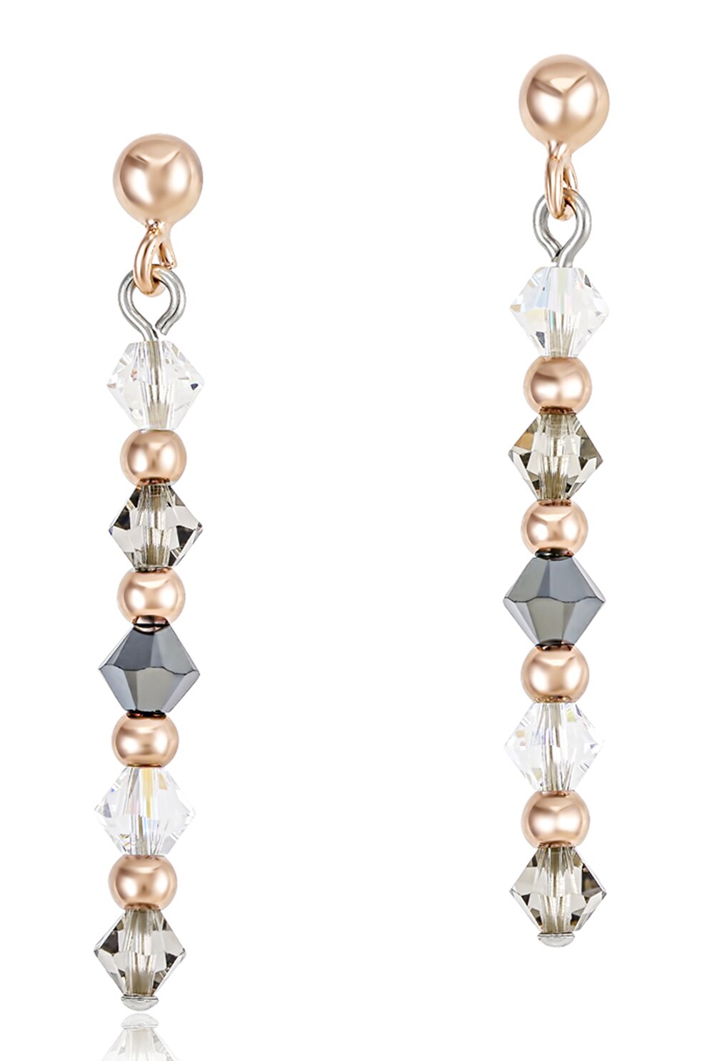 COEUR DE LION, Cercei drop din otel inoxidabil, Auriu rose/alb/gri