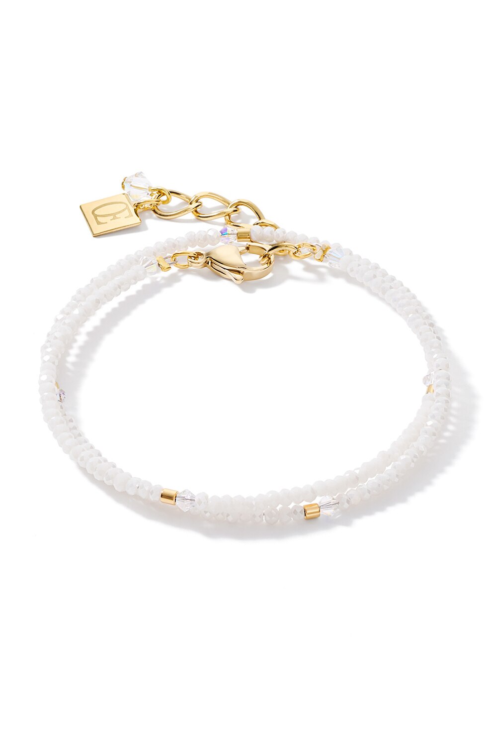 COEUR DE LION, Bratara ajustabila cu model stratificat, Alb/Auriu