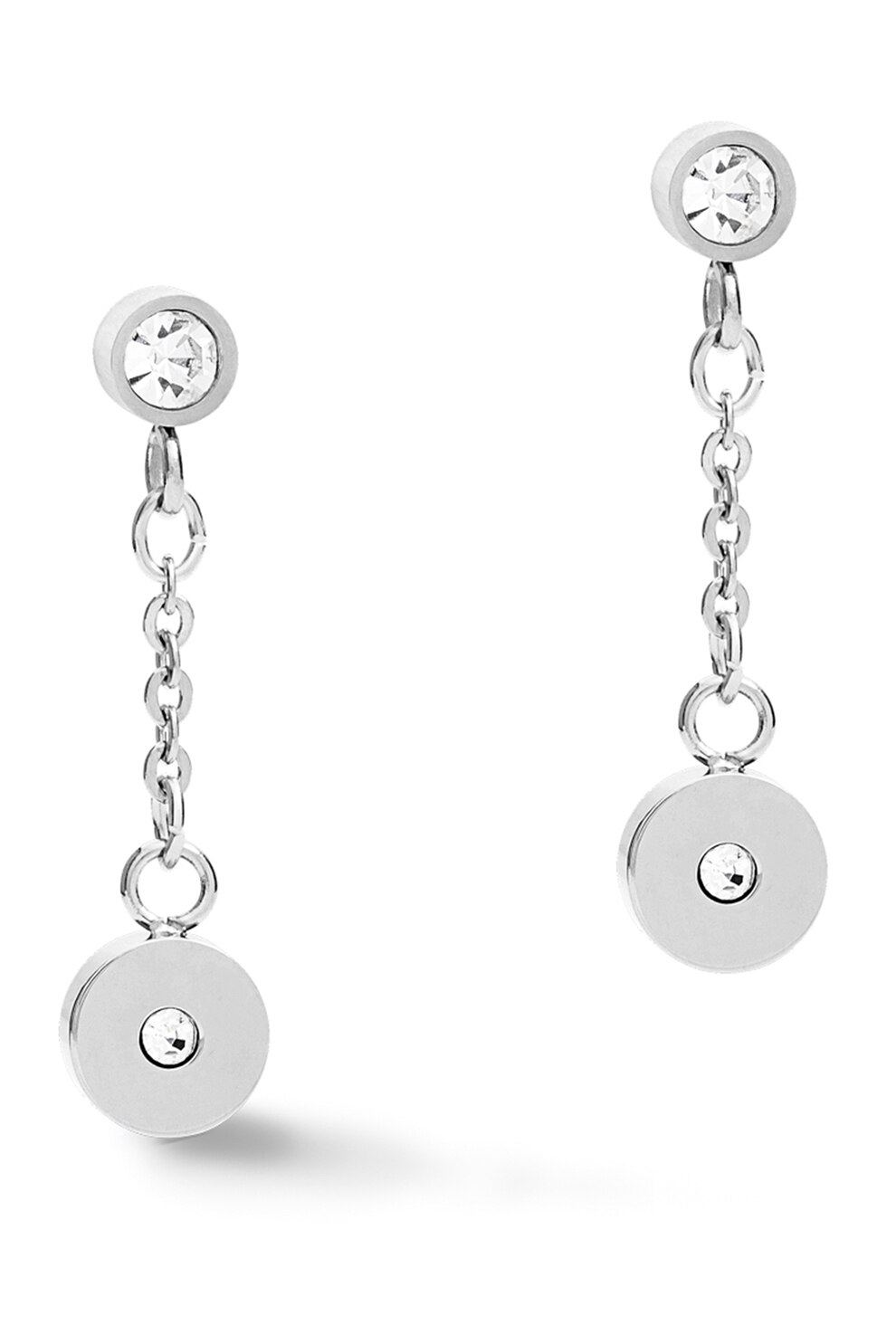 COEUR DE LION, Cercei drop cu cristale zirconia, Argintiu