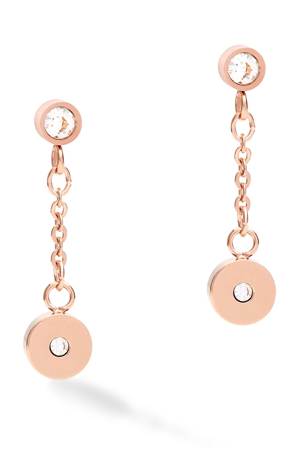 COEUR DE LION, Cercei drop cu cristale zirconia, Auriu rose