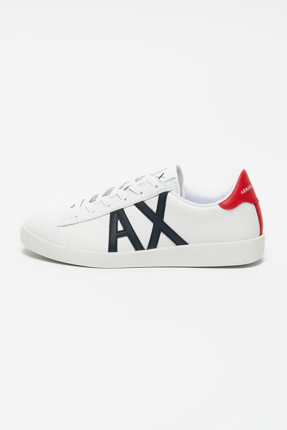 ARMANI EXCHANGE, Pantofi sport din piele si piele ecologica, Alb/Rosu/Bleumarin